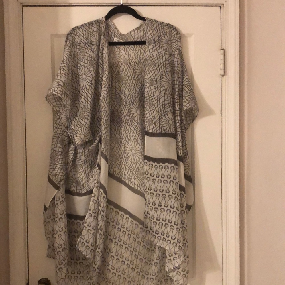 OS Grey and White Sheer Cardigan